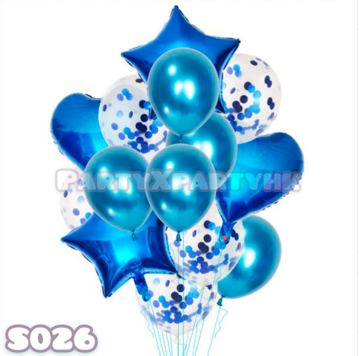 派對氣球 星星心心氣球佈置套裝 (金屬藍) S026
