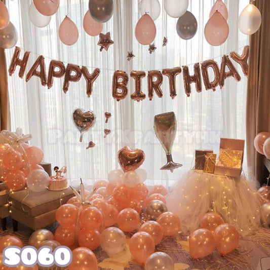 Rose Gold Wine Glass Balloon Garland – Rose Gold, Pearl Silver & Matte White Party Decor-S060 - party X party