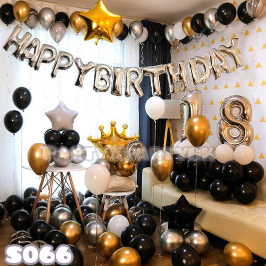 Big Crown Balloon Decor Kit - Matte Black, Matte White & Metallic - Perfect for Celebrations S066