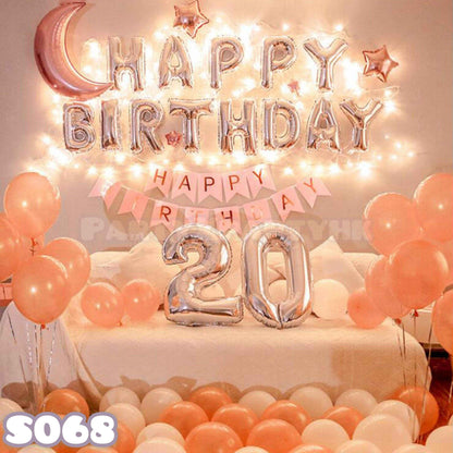 Rose Gold Balloon Party Decoration Set – Matte White Stars & Moon Theme - S068