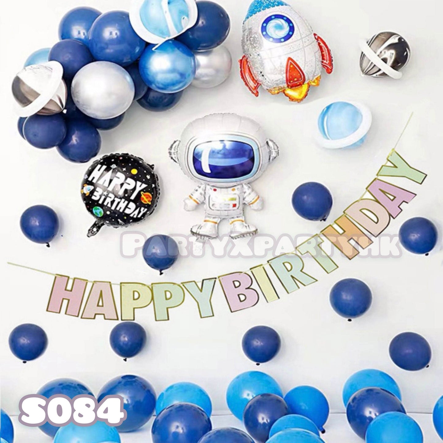 Birthday Balloon Party Celebration Balloon Decoration Set - Astronaut Rocket - – S084 - party X party