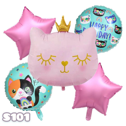 Party balloons cartoon crown pink cat balloon decoration balloon combination--S101 - party X party