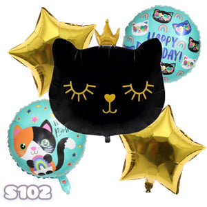 派對氣球 卡通皇冠黑色貓貓氣球佈置 氣球組合--S102