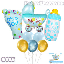 將圖片載入圖庫檢視器 Baby Shower/BABY BOY/ IT&#39;S A BOY! 氣球組合派對套裝-簡單--S115
