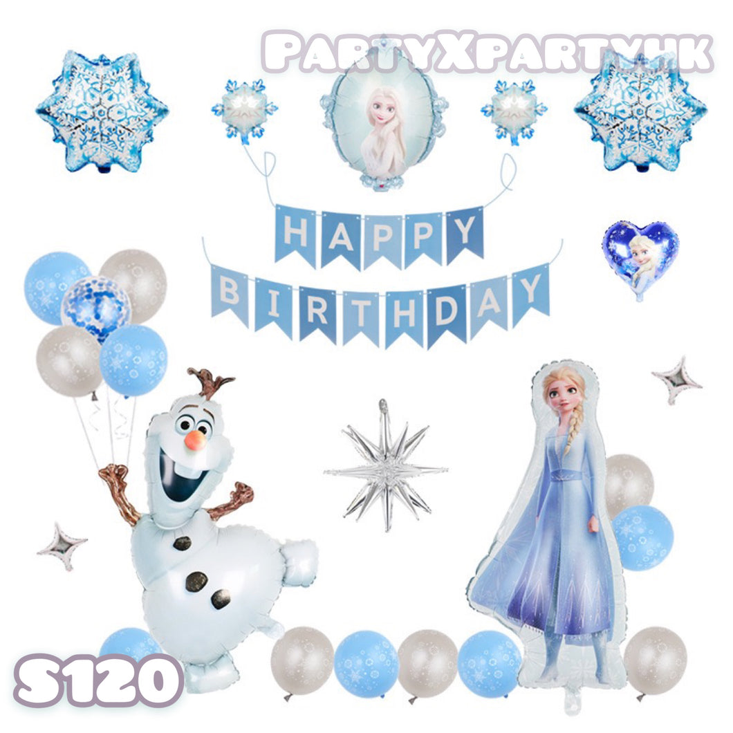 生日氣球 派對佈置 Happy Birthday 拉旗套裝 - 冰雪frozen系列--S120