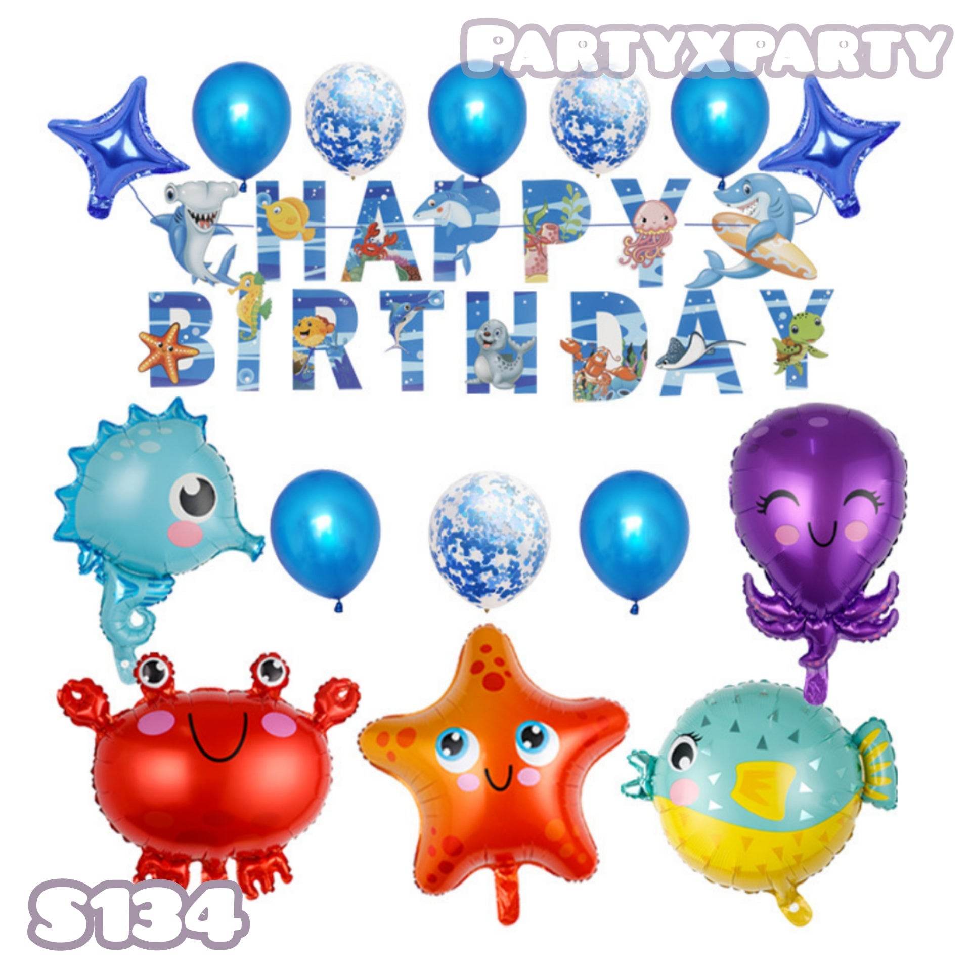 Ocean Series Birthday Balloon Party Celebration Balloon Decoration Set -- – S134 - party X party