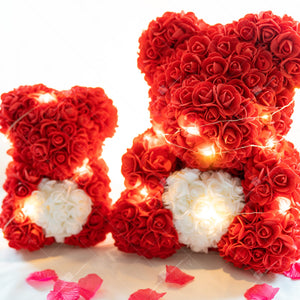 💕Rose bears(25CM) 🧸Birthday proposal decoration gift arrangement **Send wooden sign with carved heartfelt card**
